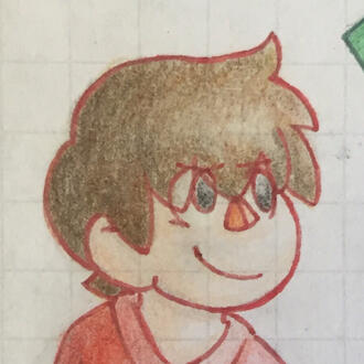 Traditional drawing of Villager with a confident smile.
